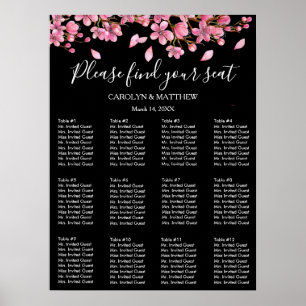 Pink Cherry Blossoms On Black Seating Chart