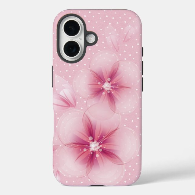 Pink Cherry Blossoms on Dots  Case-Mate iPhone Case (Back)