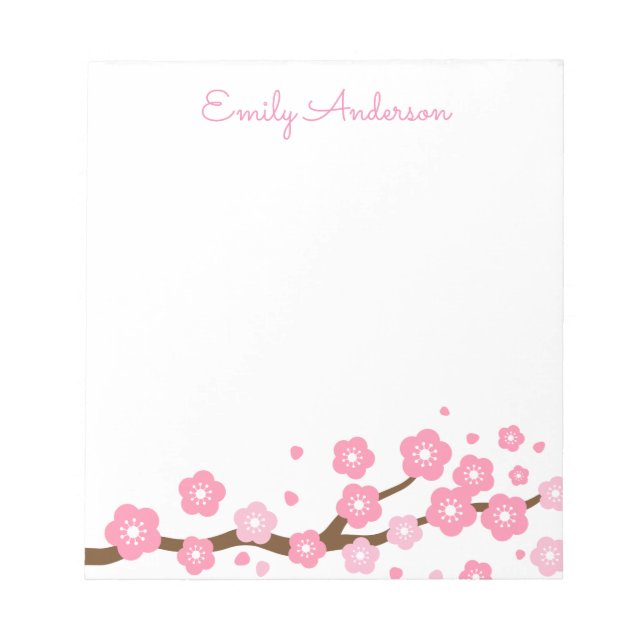 Pink Cherry Blossoms Personalised Notepad (Front)