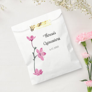 Pink Cherry Blossoms Personalised Quinceanera Favour Bags