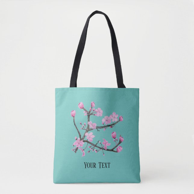 Pink Cherry Blossoms Personalised Tote Bag (Front)