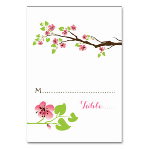 Pink cherry blossoms spring wedding place card