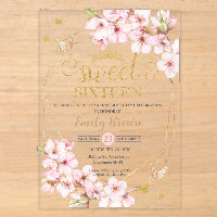 Pink Cherry Blossoms Sweet 16 Sixteen Birthday