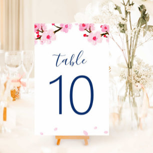 Pink Cherry Blossoms Table Number