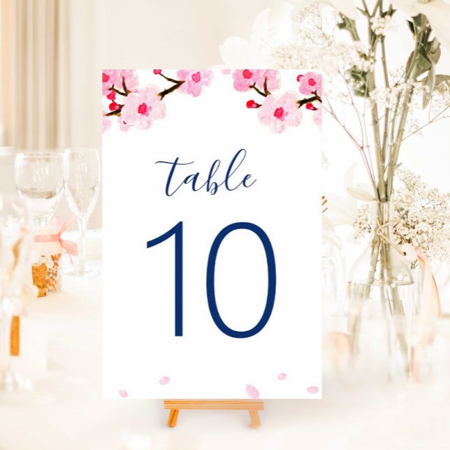 Pink Cherry Blossoms Table Number (Creator Uploaded)