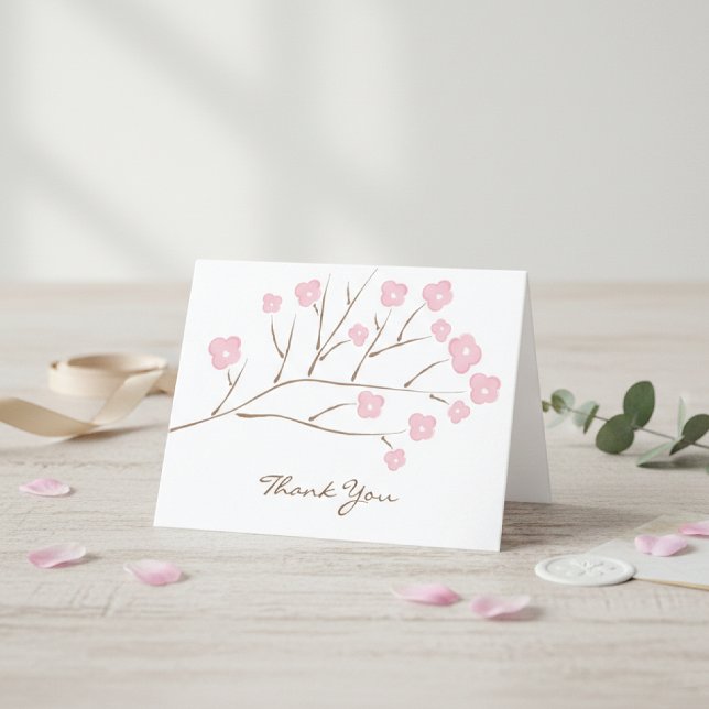 Pink Cherry Blossoms Thank You Card (Creator Uploaded)