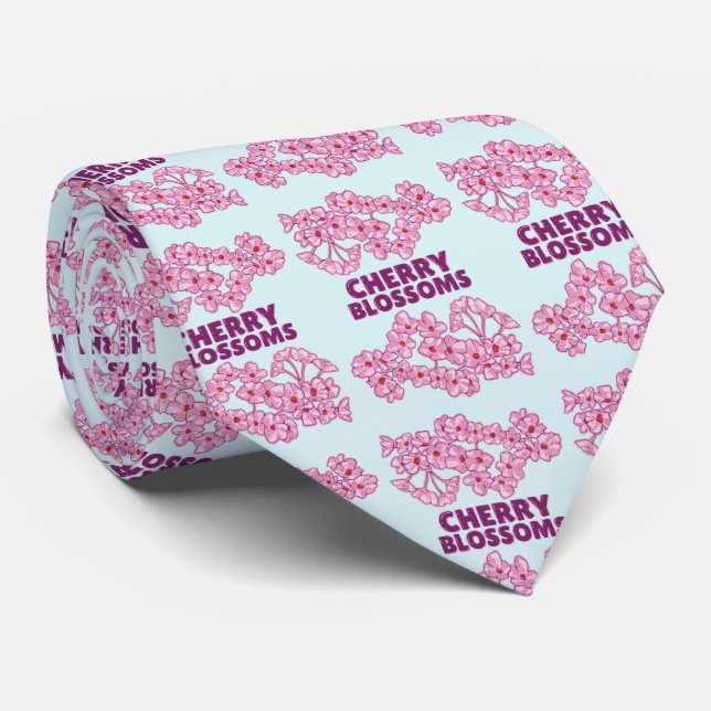 Pink cherry blossoms tie (Rolled)