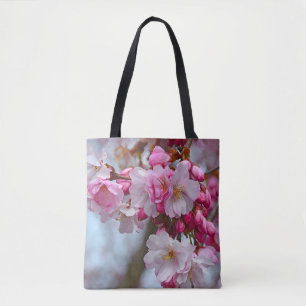 Pink cherry blossoms tote bag