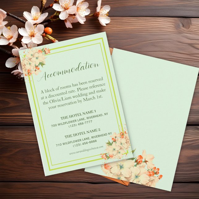 Pink Cherry Blossoms , Wedding Accommodation Enclosure Card (Creator Uploaded)