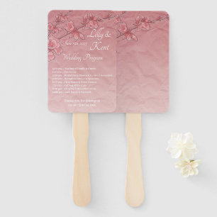 Pink Cherry Blossoms Wedding Program Fans