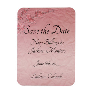 Pink Cherry Blossoms Wedding Save The Date Card Magnet