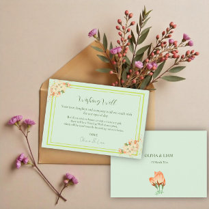 Pink Cherry Blossoms , Wedding Wishing Well  Thank You Card