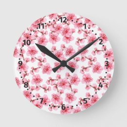 pink Cherry blosson Round Clock