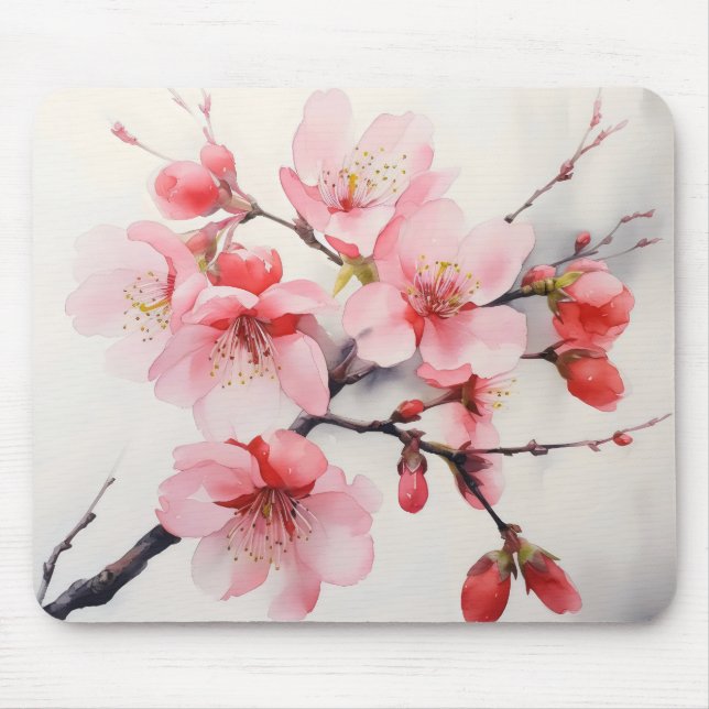 Pink Cherry Branch Spring Mouse Pad (Front)