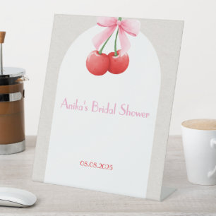 pink cherry bridal shower collection pedestal sign