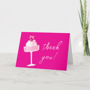 Pink Cherry Brunch Bubbly Champagne Baby Shower Thank You Card