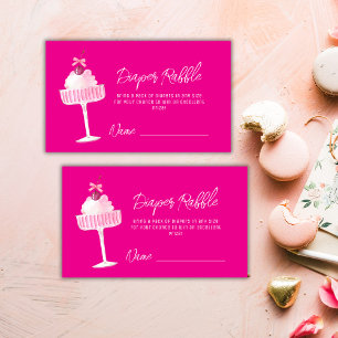 Pink Cherry Champagne Diaper Raffle Baby Shower Enclosure Card
