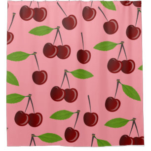 pink cherry cherries shower curtain