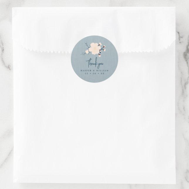 pink cherry flower wedding thank you classic round sticker (Bag)