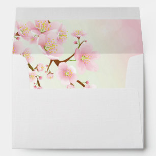 Pink cherry flowers blossom envelope