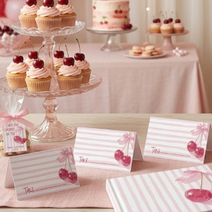 Pink Cherry On Top Retro Baby Shower Card