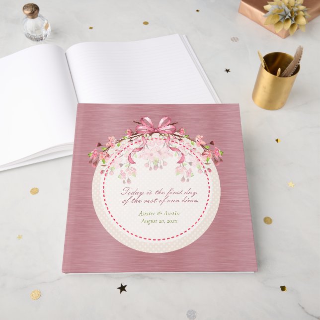 Pink Cherry  Today Is the First Day of Our Lives Guest Book (Front Open)