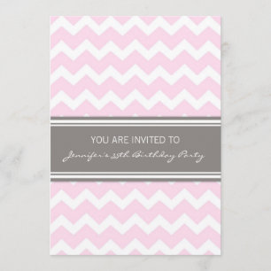 Pink Chevron 35th Birthday Party Invitations