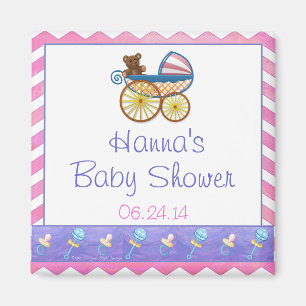 Pink Chevron Baby Pram Baby Shower Favour Magnet
