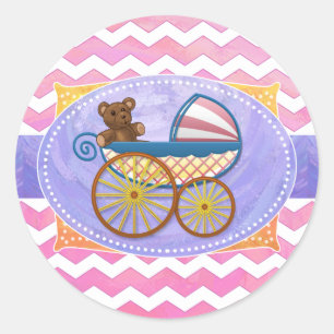 Pink Chevron Baby Shower Envelop Seal