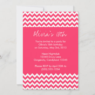 Pink Chevron Birthday Invitation