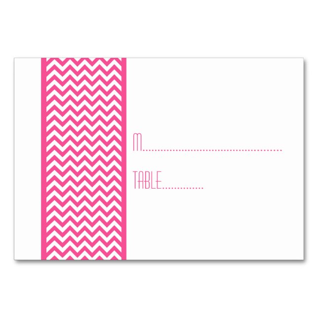 Pink Chevron Border Escort Card (Front)