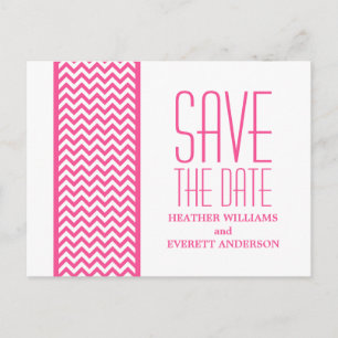 Pink Chevron Border Save the Date Postcard