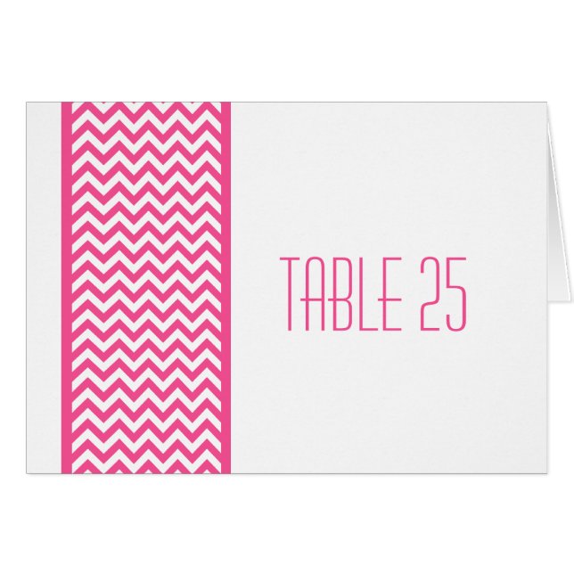 Pink Chevron Border Table Number Card (Front Horizontal)