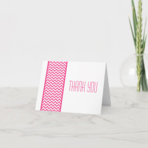 Pink Chevron Border Thank You Card