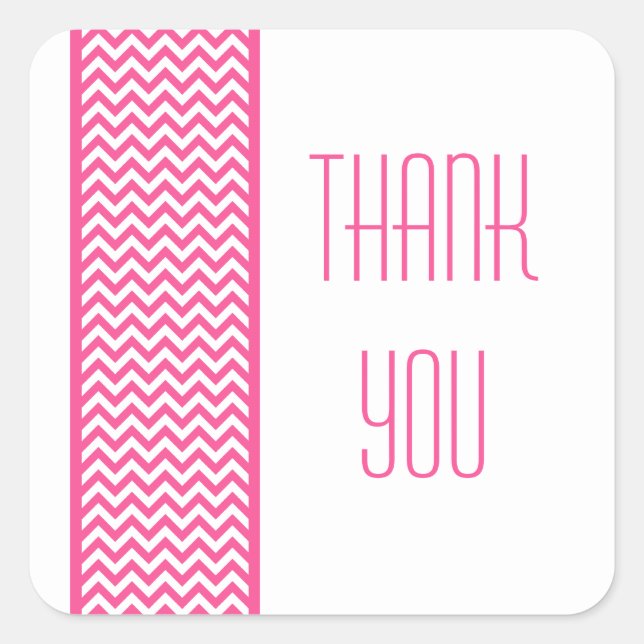 Pink Chevron Border Thank You Stickers (Front)