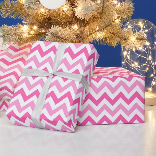 Pink Chevron Breast Cancer Awareness Pattern Wrapping Paper (Holidays)