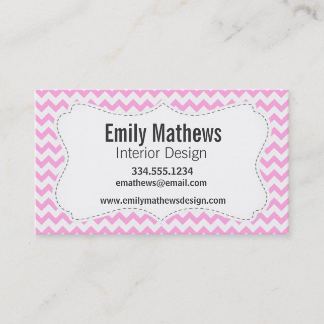 Pink Chevron Business Card (Front)