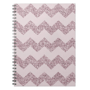 Pink Chevron Faux Glitter Spiral Notebook