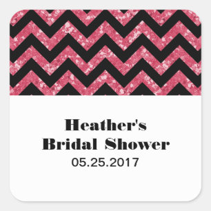 Pink Chevron Glitter Bridal Shower Stickers