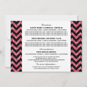 Pink Chevron Glitter Information Card