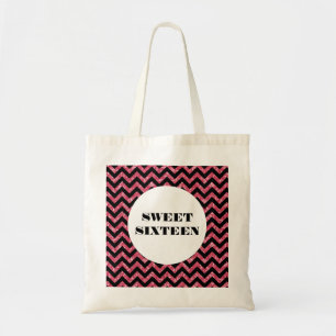 Pink Chevron Glitter Sweet 16 Tote Bag