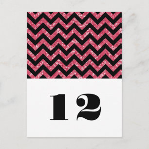 Pink Chevron Glitter Table Postcard