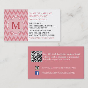 Pink Chevron Hair Beauty Salon Business Card