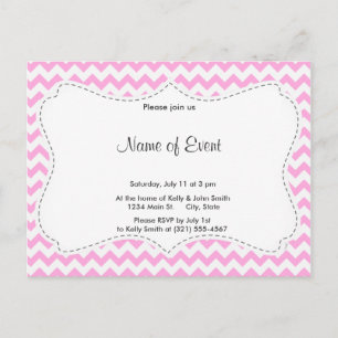 Pink Chevron Invitation Postcard