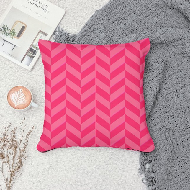 Pink Chevron Modern Decorative Accent Cushion (Creator Uploaded)