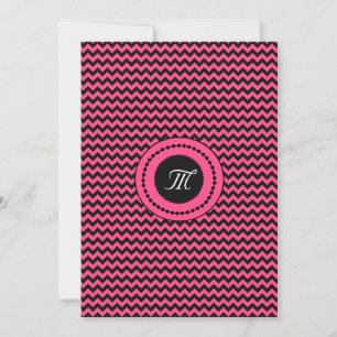 Pink Chevron Monogrammed Wedding Invitation