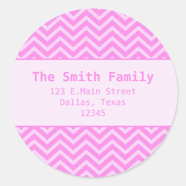 Pink Chevron Paper Texture Address Label Sticker (Front)