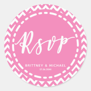 Pink Chevron Pattern - RSVP Classic Round Sticker
