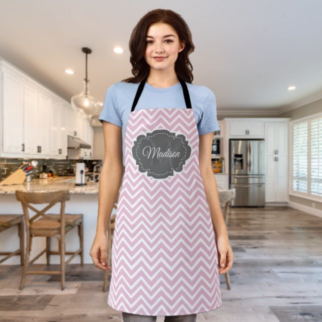 Pink Chevron Personalised Apron (Pink Chevron Personalized Apron)