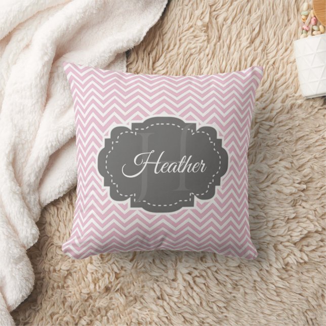 Pink Chevron Personalised Throw Pillow (Blanket)